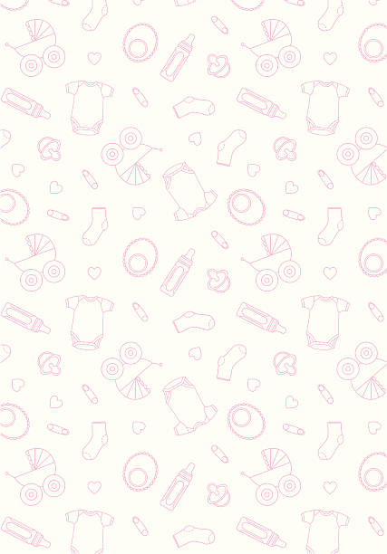 Baby Girls Repeat Pattern Print in Pink Cute baby girls seamless pattern in two colours. Babies Only stock illustrations