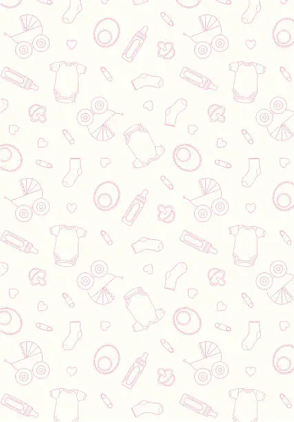 Vector illustration of Baby Girls Repeat Pattern Print in Pink