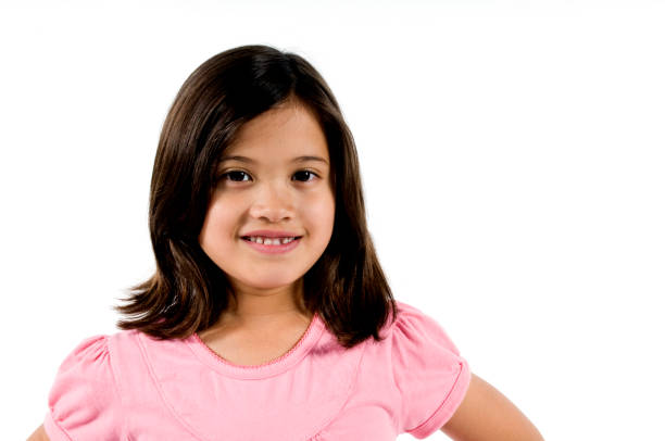 istock Happy Little Girl on White 174382608