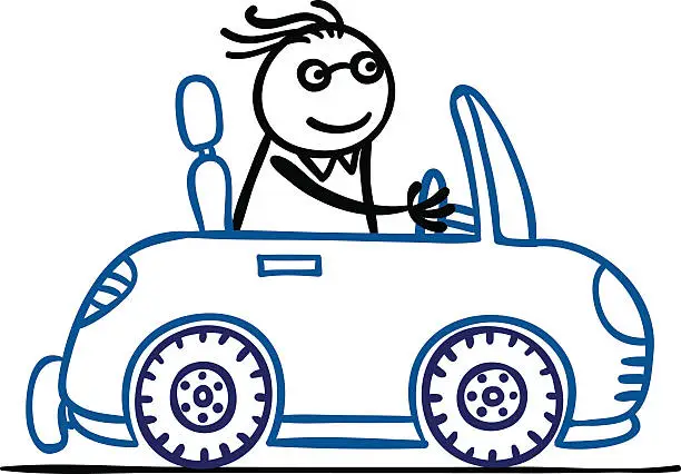 Vector illustration of Cartoon man is driving