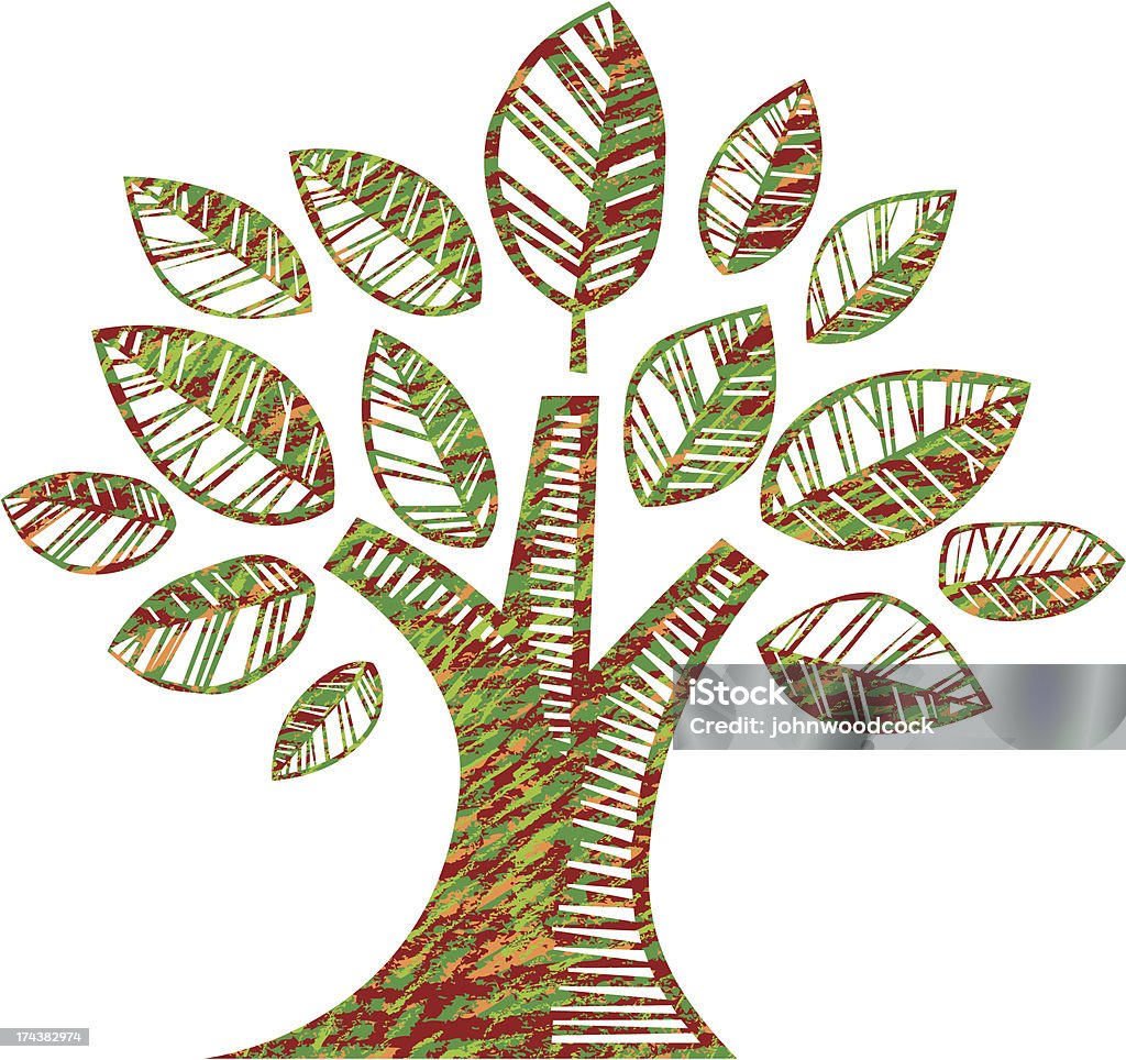 Esbozo árbol - arte vectorial de Con textura libre de derechos