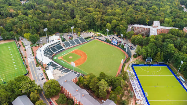 Bryson Field at Boshamer Stadium, home of the University of North Carolina Tar Heels Baseball team. Chapel Hill, NC - October 6, 2023: Bryson Field at Boshamer Stadium, home of the University of North Carolina Tar Heels Baseball team. university of north carolina stock pictures, royalty-free photos & images