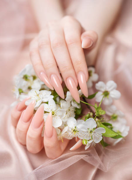 istock Elegant pastel pink natural manicure. 1743836139