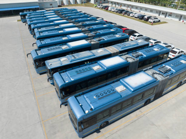 istock Electric bus parking lot 1743836817