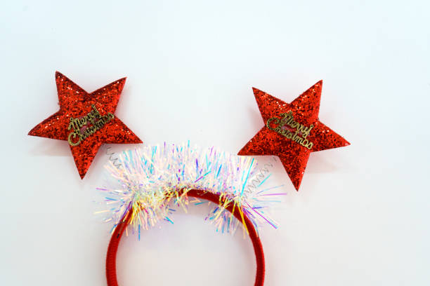 istock Beautiful Christmas headband and sequins on light background 1743838690