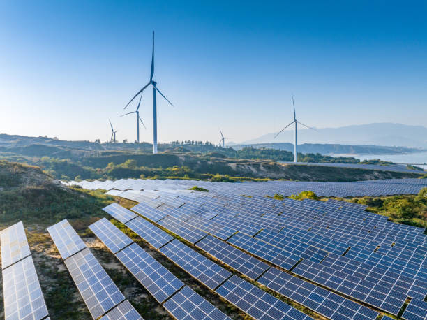 istock Solar panels and wind power generation equipment 1743842494