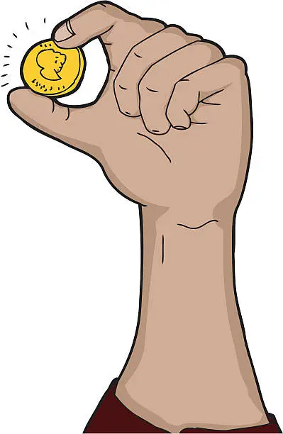 Vector illustration of Hand Holding Coin