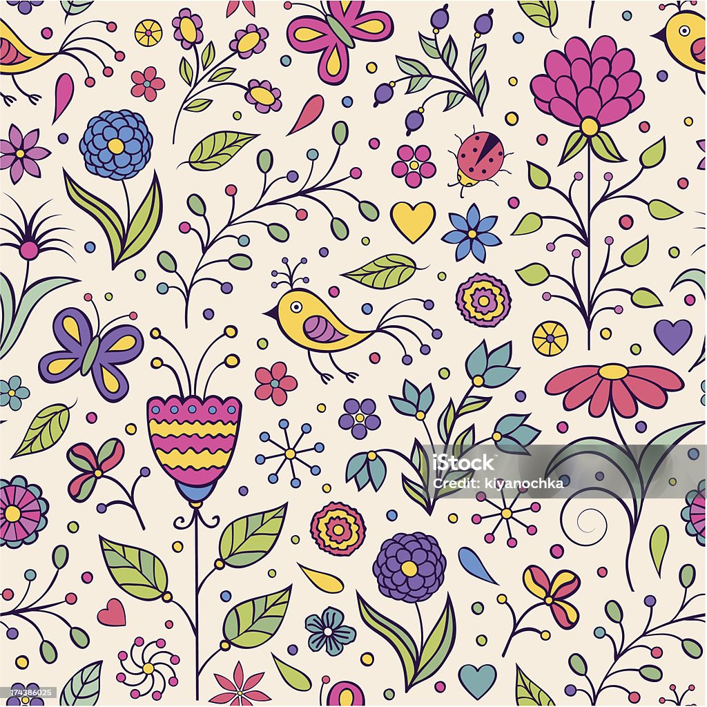 Floral background Vector illustration of seamless pattern with abstract flowers. Springtime stock vector