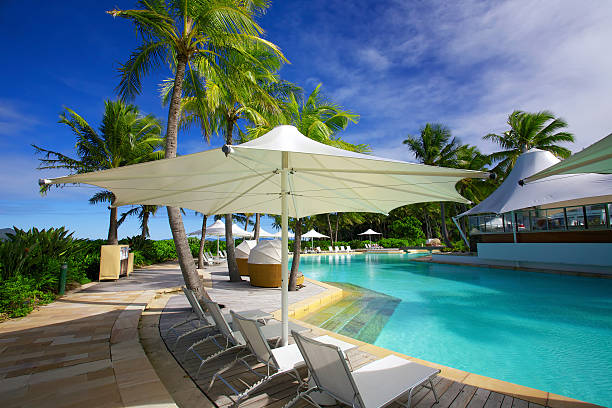 Tropical Island Swimming Pool stock photo