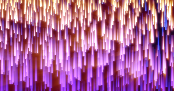 Abstract purple energy glowing lines raining down futuristic hi-tech background.