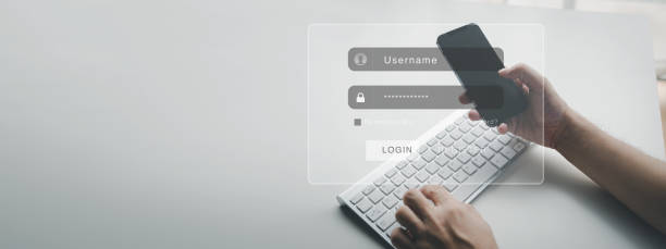 istock Login to manage confidential company information, encryption prevents access to data, setting username and password. Concept of protecting access to important information using username and password. 1743884209