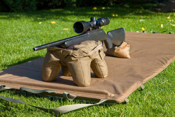 istock hunting equipment on green grass 1743885791