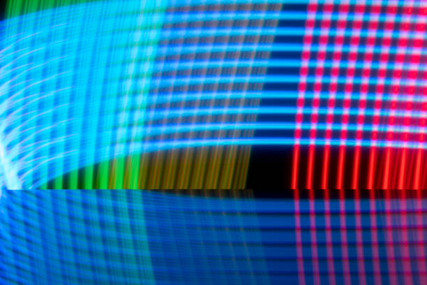 istock Abstract background with lines and colorful lights 1743893421