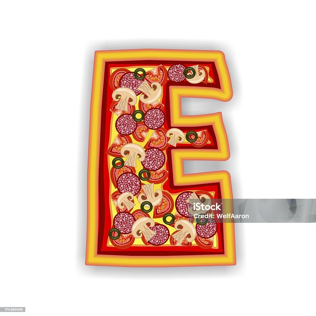 피자-알파벳 E 는 알파벳 - 로열티 프리 광고 스톡 사진