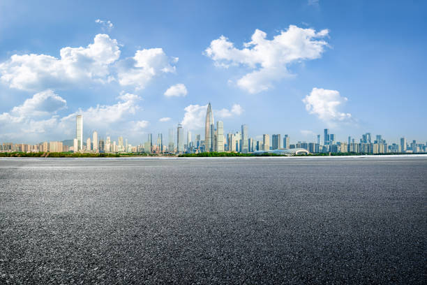 istock Shenzhen city skyline and clean asphalt road background 1743911666