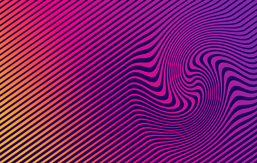 Concentric rippled spinning lines abstract background