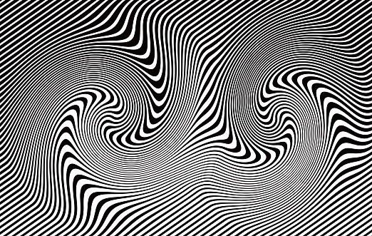 Concentric rippled spinning lines abstract background