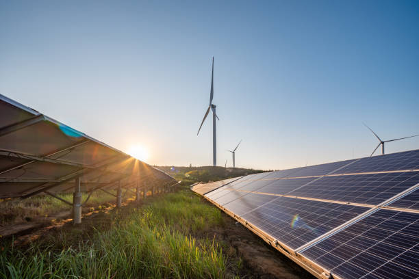 istock Solar panels and wind power generation equipment 1743942838