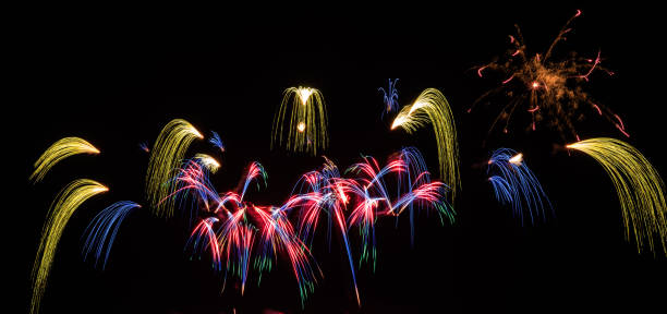 istock Beautiful of bright light fireworks for postcard wallpaper background abstract, 1743949977