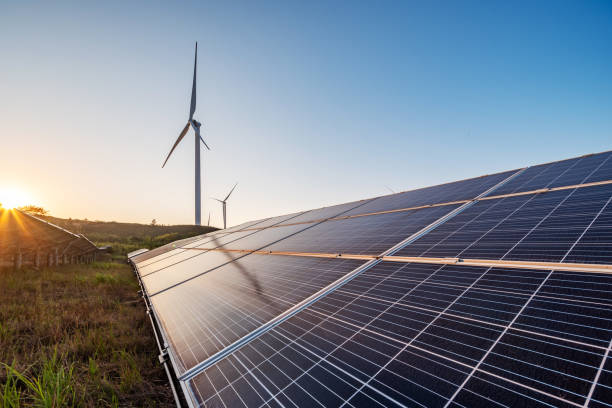 istock Solar panels and wind power generation equipment 1743950499