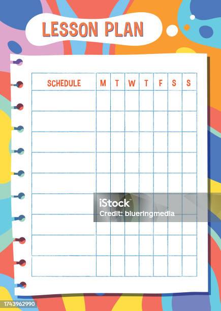 Monday Lesson Chart Lesson Plan Dashboard Monday To Friday Schedule Stock Illustration ...