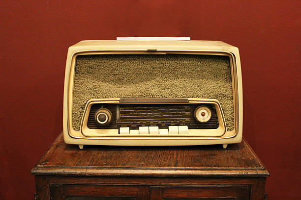istock Antique radio retro on red background. 174398180