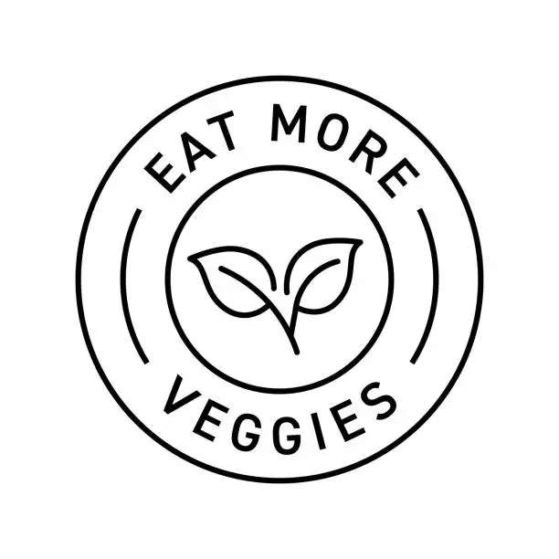 Vector illustration of Eat More Veggies Badge Vector Illustration. Modern Label Design.