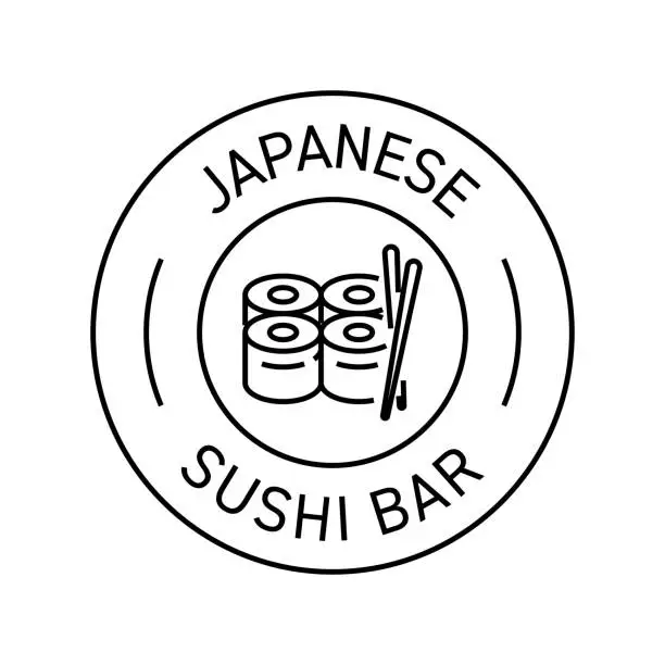 Vector illustration of Japanese Sushi Bar Badge Vector Illustration. Modern Label Design.