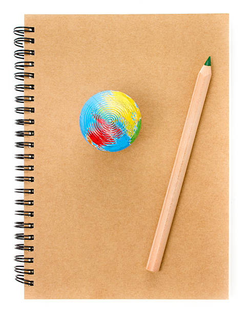 istock School Globe and recycle craft  notebook  on white background. 174398403