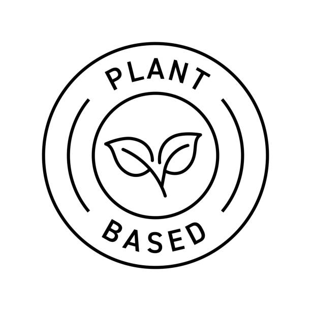 Plant Based Badge Vector Illustration. Modern Label Design. vector art illustration