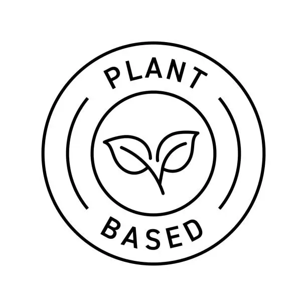 Vector illustration of Plant Based Badge Vector Illustration. Modern Label Design.