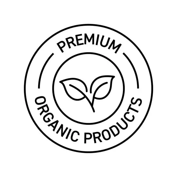 Vector illustration of Premium Organic Products Badge Vector Illustration. Modern Label Design.
