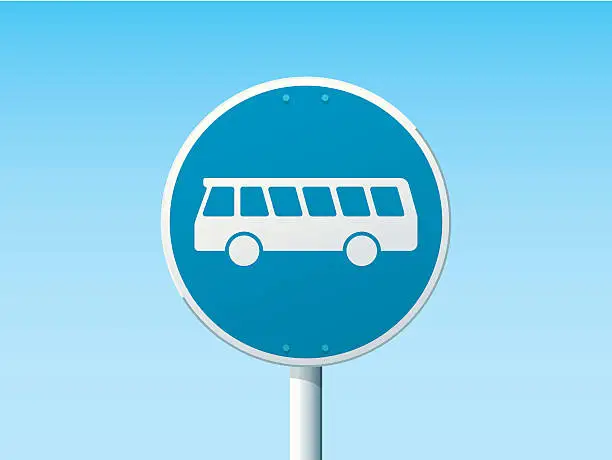 Vector illustration of Bus Lane German Road Sign Blue