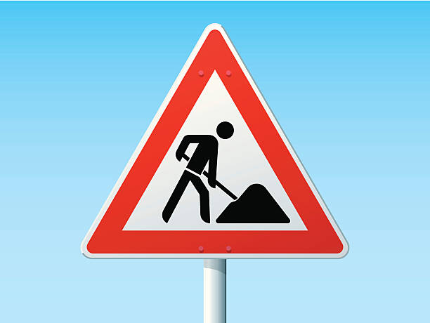 ilustrações, clipart, desenhos animados e ícones de estrada obras alemão sinal de alerta - road work ahead sign