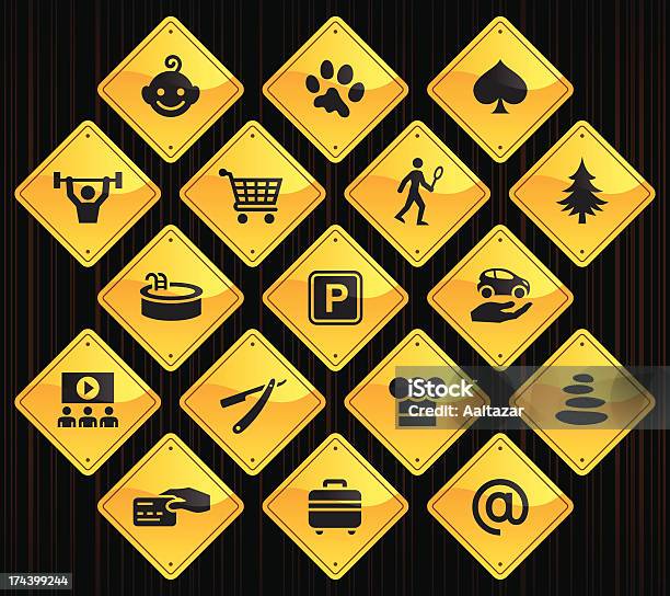 Żółte Znaki Drogoweudogodnienia - Stockowe grafiki wektorowe i więcej obrazów Samochód - Samochód, Znak drogowy, Żółty