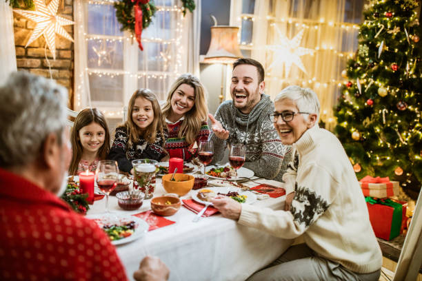 istock Family's Christmas meal at dining table! 1743996584