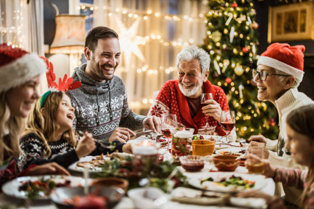 istock Family's New Year's Eve at dining table! 1743997642