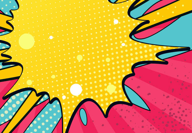 Retro comic book, blank speech blot on a colorful background with halftones. Pop art style, vintage.