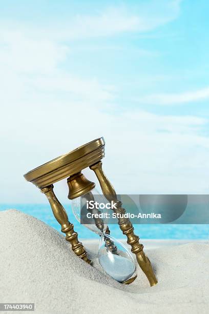 Hourglass On The Beach Stock Photo - Download Image Now - Abandoned, Antique, Backgrounds
