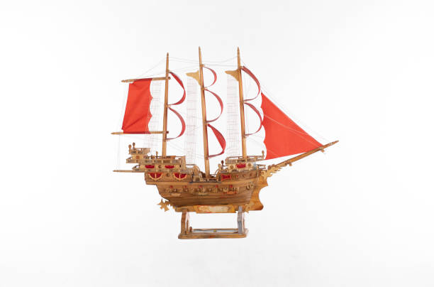 istock pirate ship with red sails isolated on white background 1744049153
