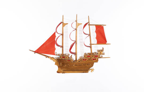 istock pirate ship with red sails isolated on white background 1744052159