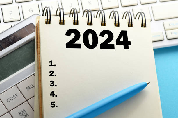istock New year resolutions 2024. Goals, resolutions, plan, action, checklist concept. New Year 2024 template, copy space. 1744060500