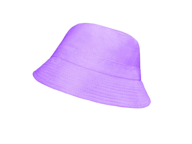 istock Purple bucket hat isolated on purple background 1744062383