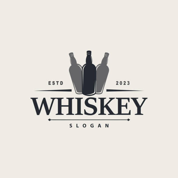 Whiskey Logo, Drink Label Design With Old Retro Vintage Ornament Illustration Premium Template Whiskey Logo, Drink Label Design With Old Retro Vintage Ornament Illustration Premium Template saloon logo stock illustrations