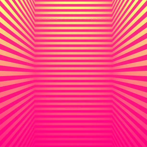 Vector illustration of Abstract striped background and Orange gradient - Trendy 3D background