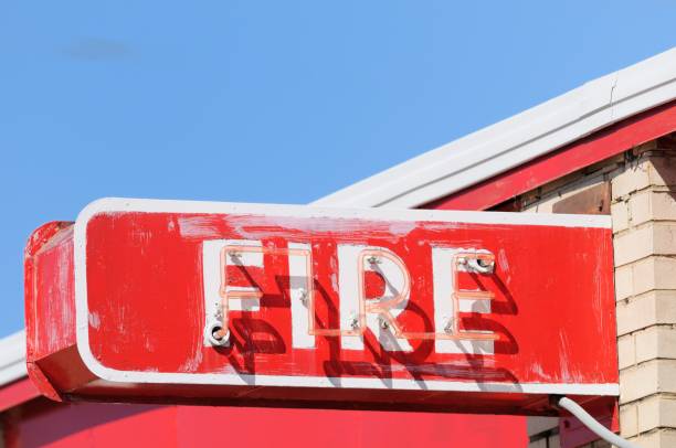 istock Fire department neon sign close up 174409123