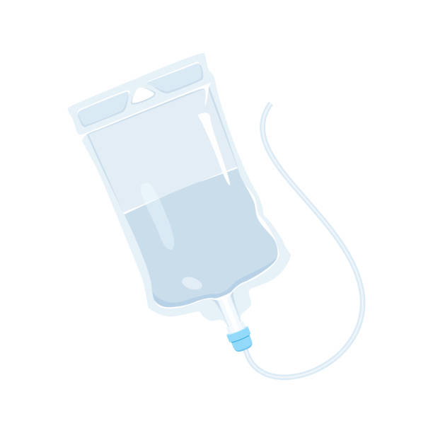 ilustraciones, imágenes clip art, dibujos animados e iconos de stock de bolsa de goteo intravenosa aislada sobre fondo blanco. ilustración de dibujos animados vectoriales - solución salina