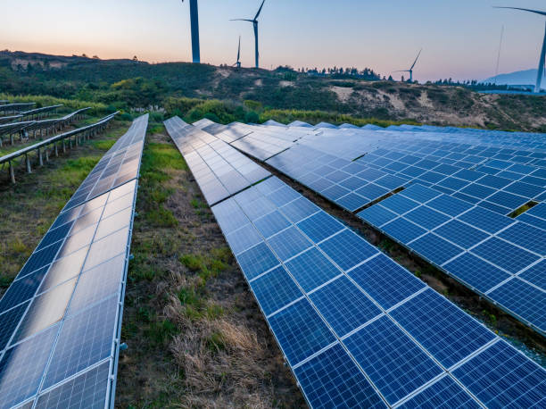 istock Solar panels and wind power generation equipment 1744108951