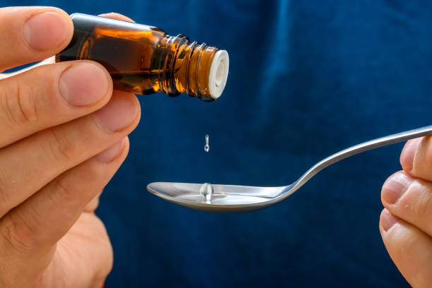 istock Essential oil instilled from a bottle onto a spoon 1744118176