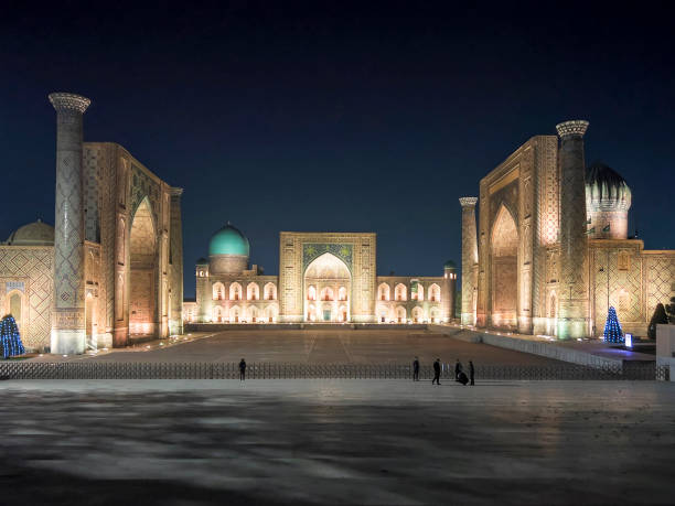 istock Colorfully illuminated Registan Square at night 1744118791